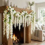 guirlande fleurs artificielles blanc rose feuilles décoration extérieure chaînes clips fixations