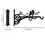 support plante suspendu oiseaux stylisés motifs floraux vis mural noir artisanal