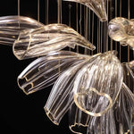 lustre suspendu led cristal transparent forme feuilles fleurs moderne luxe salon hall villa