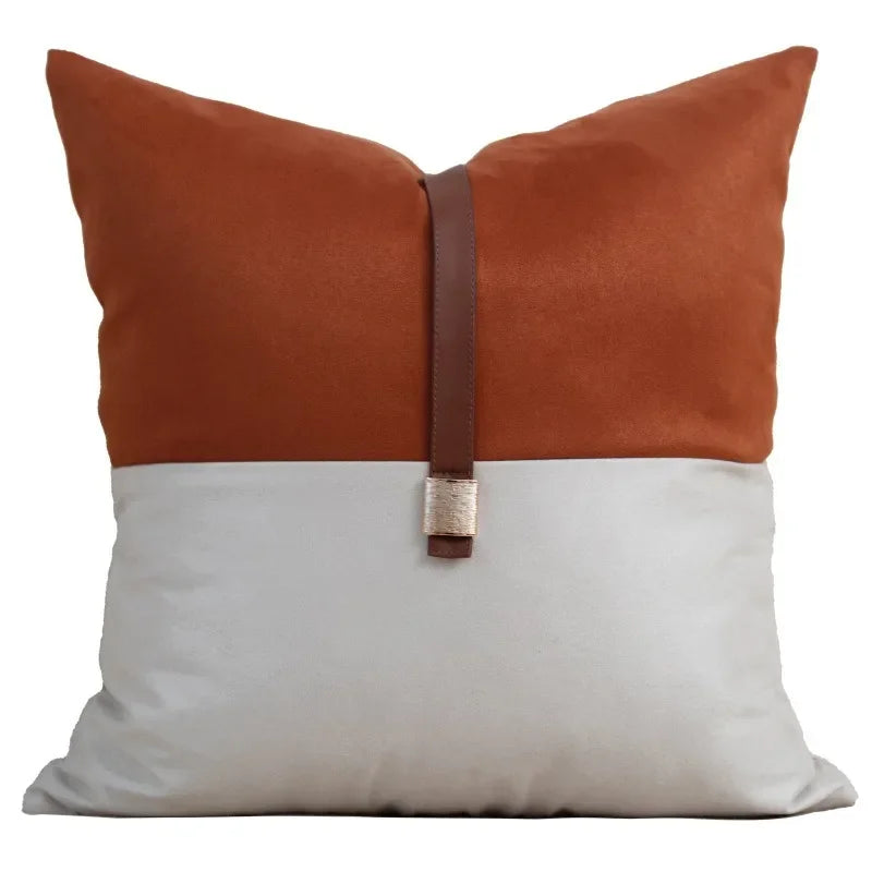 housse coussin carré orange motif géométrique moderne adhésif décoration intérieur