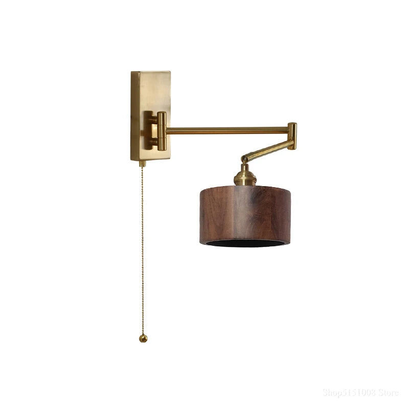 lampe murale or bois moderne interrupteur prise led minimaliste fixée vis