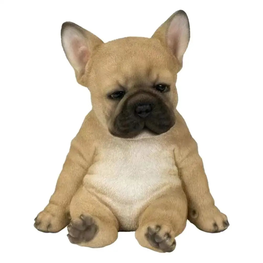 statue chien bulldog français marron clair blanc texture réaliste intérieure extérieure decoration