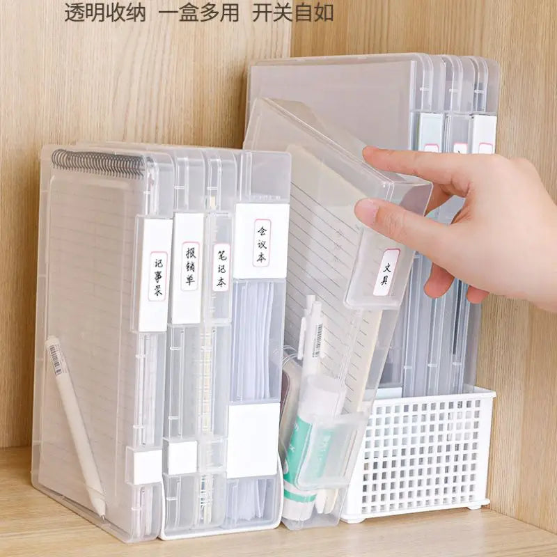 boîtes rangement documents transparentes moderne clips étiquettes imperméables plastique A4