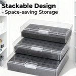 boîte rangement piles 32 slots mousse texturée transparente utilitaire