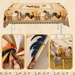 nappe rectangulaire imperméable poules coqs rustique fête cuisine