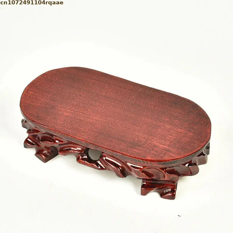 support bois rouge artisanal gravures décoratives traditionnel vase théière figurine bonsaï decoration maison
