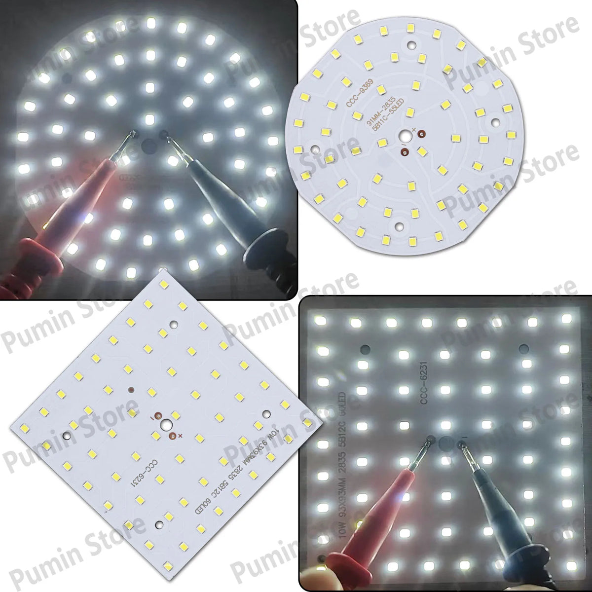 plaque led 10w blanc carrés jaunes moderne non visible 91mm 93mm
