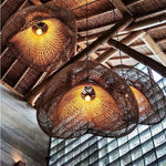 suspension lumineuse tressée rotin naturelle moderne rustique chaînes ampoules natural beige