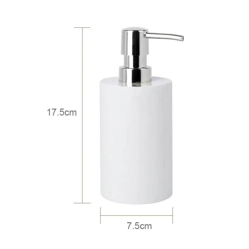 ensemble salle bain marbre blanc doré distributeur savon boîte mouchoirs diffuseur moderne