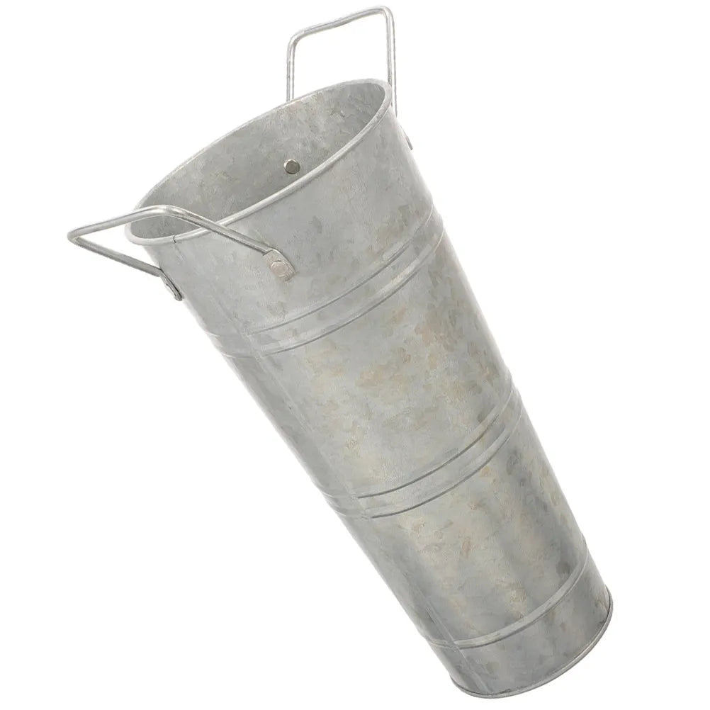 pot fleurs gris métallisé lisse classique poignées métalliques porte parapluies support rangementintérieur