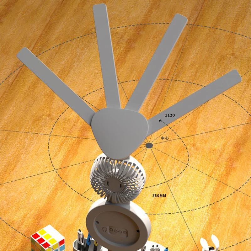 lampe rechargeable led moderne horloge ventilateur blanc multifonctionnelle tasses stylos rubik cube figurine chien