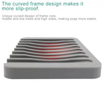 support savon silicone gris moderne égouttoir salle bains drainant auto égouttement horizontal ridé