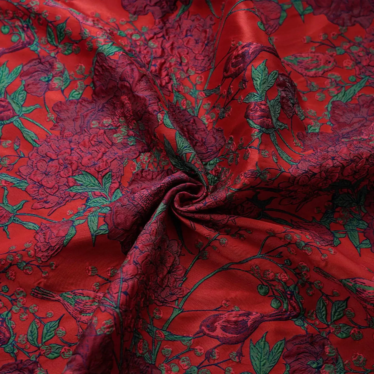 tissu imprimé rouge floral classique résistant intempéries largeur 140cm polyester respectueux l'environnement