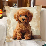 housse coussin imprimé chien orange noir polyester moderne décoration chambre voiture 45x45cm opaque