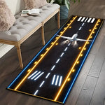 tapis moderne aéroport piste atterrissage avions voitures blanc noir vert bleu gris