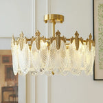 lustre verre led doré feuilles strass baroque éclairage chambre salon haute qualité facile