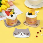 coasters anti dérapants silicone forme chat couleurs gris noir simples cartoon