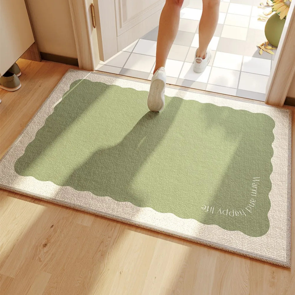 tapis moderne antidérapant jaune beige vert gris lavable machine texture velours cristal