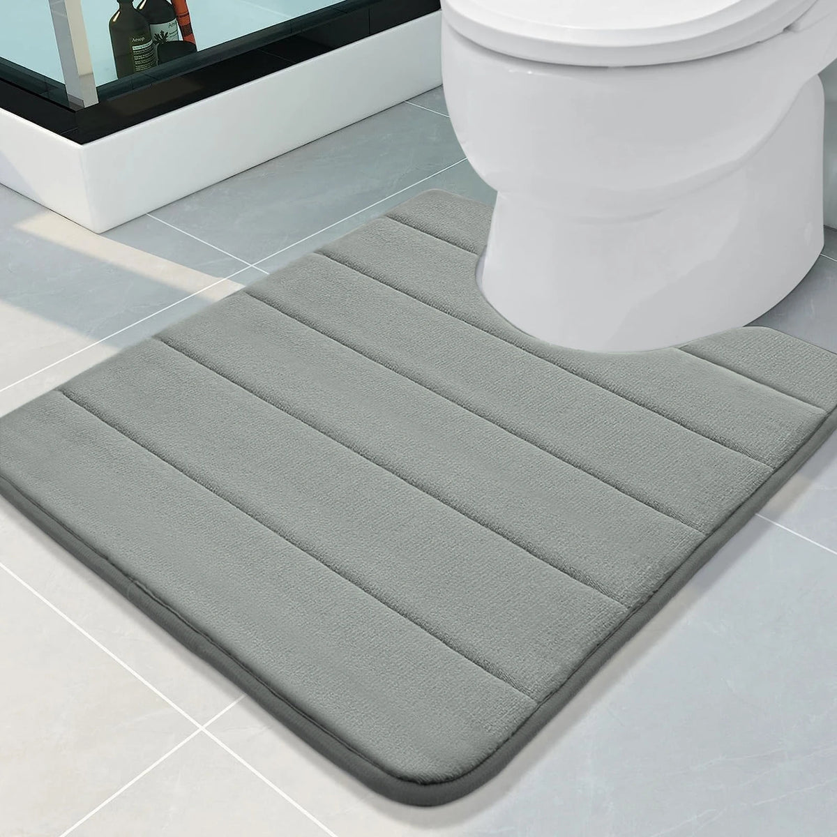 tapis bain noir antidérapant mousse mémoire forme salle bain moderne absorption haute qualité