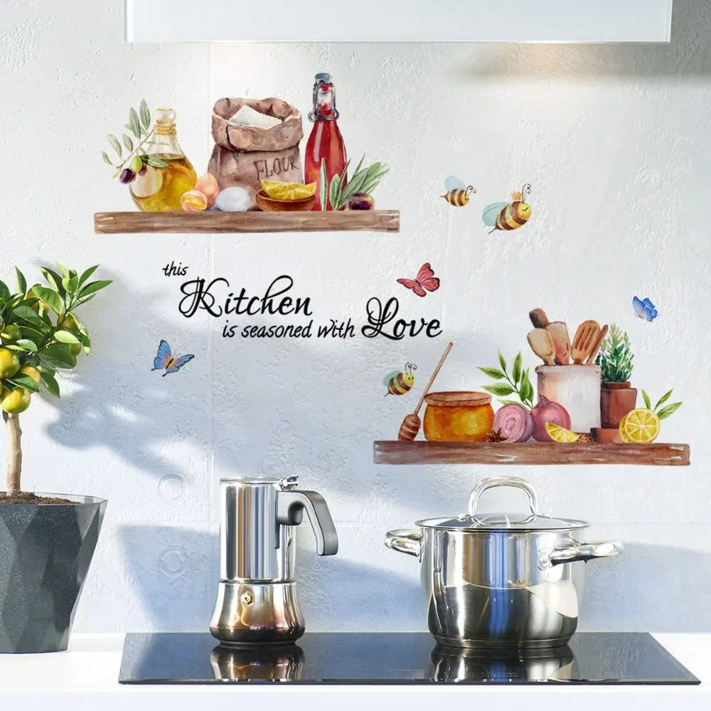 autocollant mural multicolore illustration cuisine textes adhésif occasion fête anniversaire