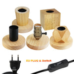 lampe poser moderne minimaliste bois naturel noir interrupteur câble d'alimentation eu