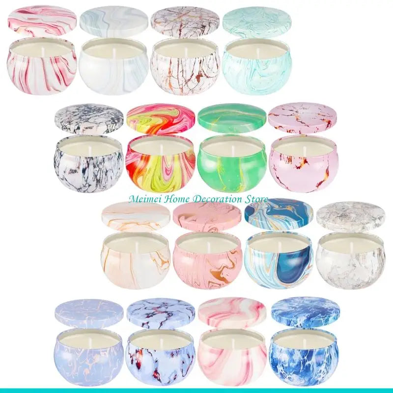 bougies parfumées marbrées couleurs vives rose blanc bleu vert modernes créatives maison