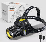 lampe frontale led rechargeable usb modes d'éclairage tactique lentilles transparentes affichage charge