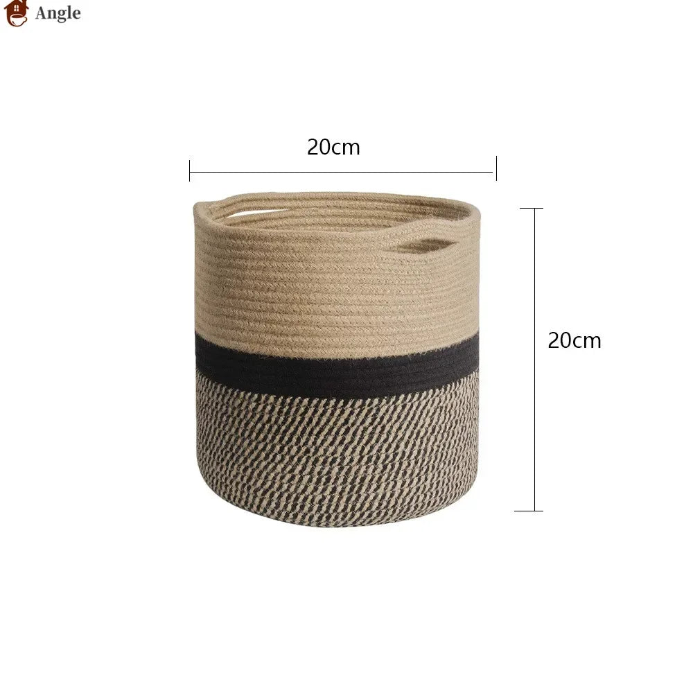panier tissé coton réutilisable pliable moderne blanc 20cm 25cm 30cm