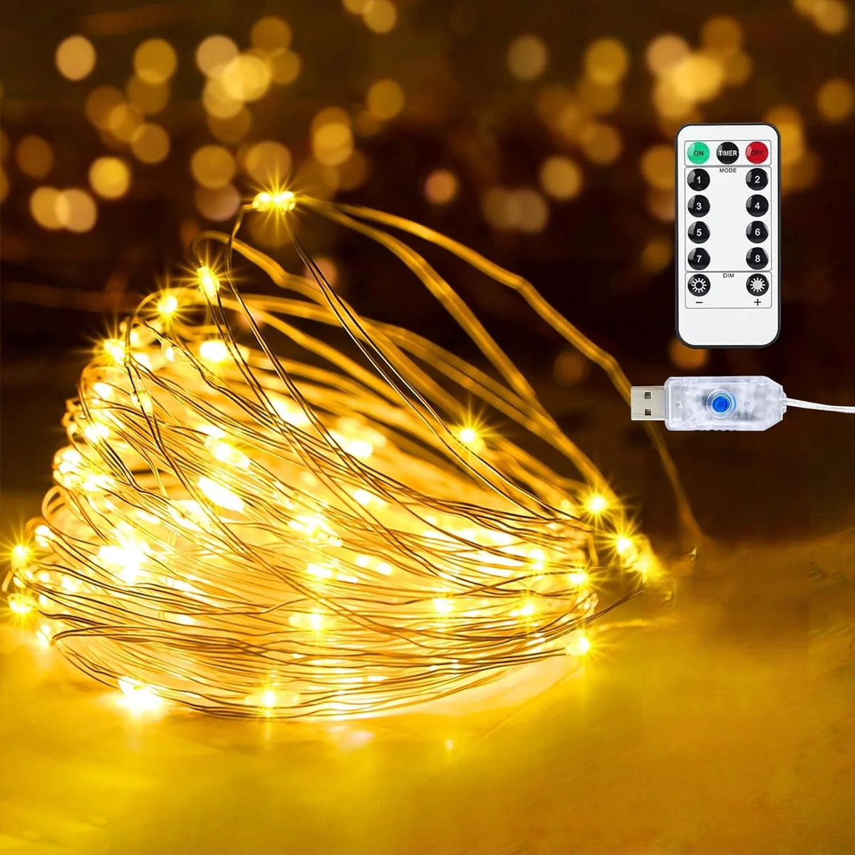 guirlande lumineuse led dorée fil cuivre diodes rgb moderne télécommande usb 10m 20m 5m