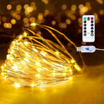 guirlande lumineuse led dorée fil cuivre diodes rgb moderne télécommande usb 10m 20m 5m