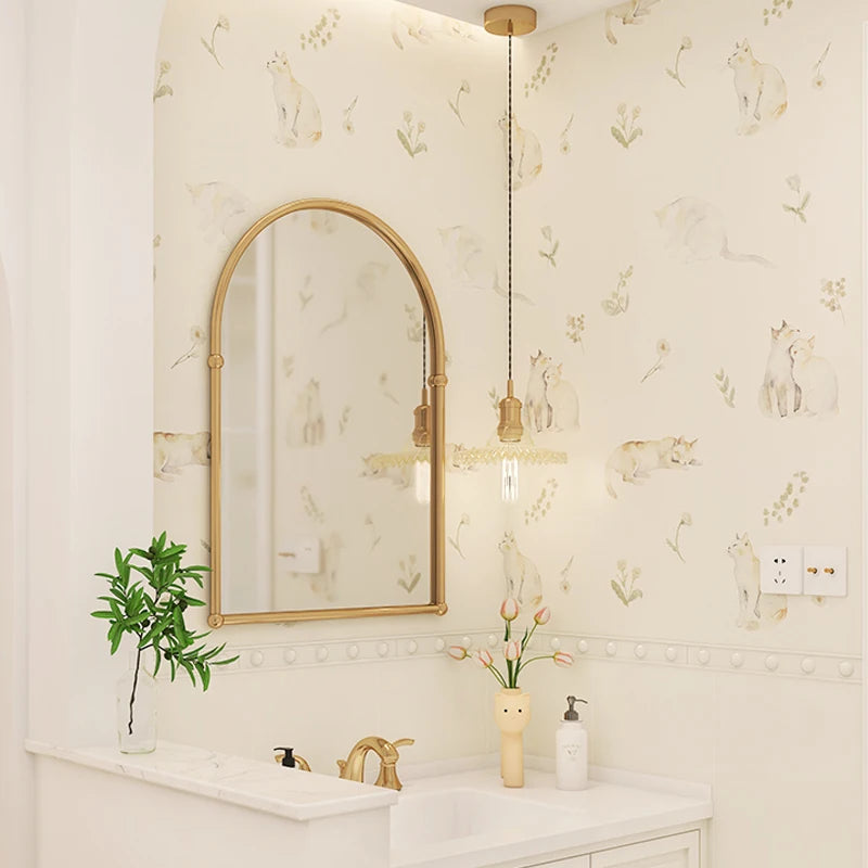 papier peint autocollant motif chats fleurs aquarelle amovible imperméable classique chambre coucher