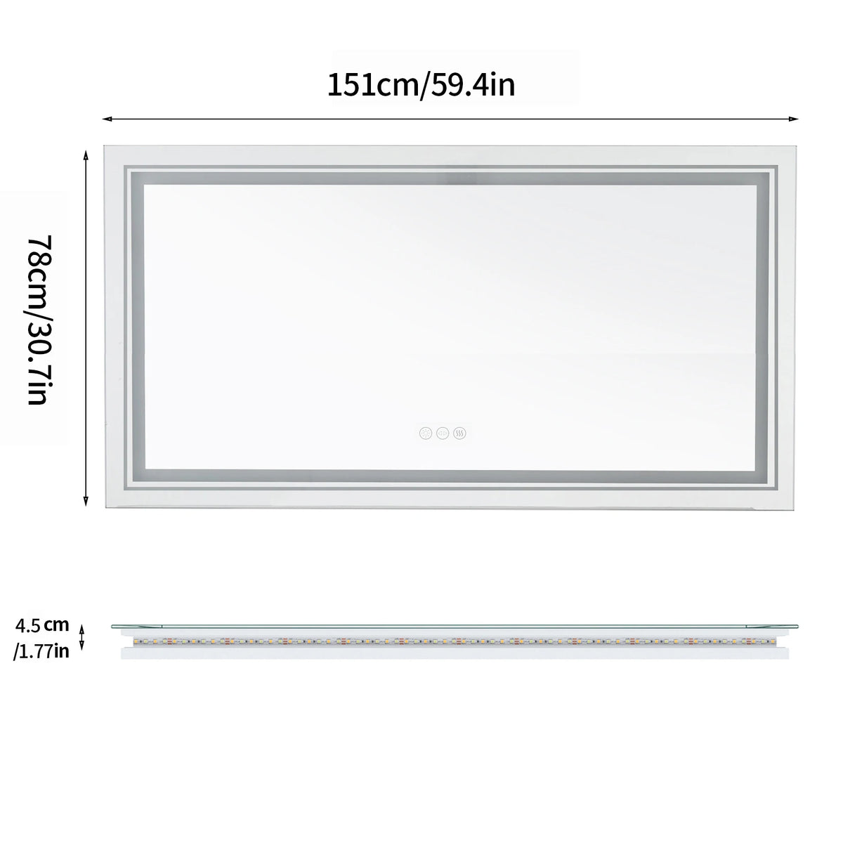 miroir lumineux moderne blanc mat anti buée éclairage led réglable tactile