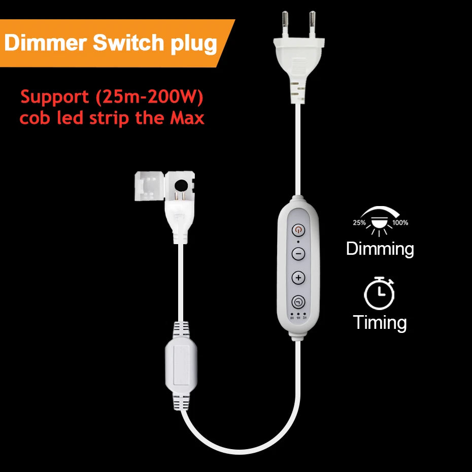 alimentation ruban led cob 220v prise eu dimmable minuterie interrupteur on off guide