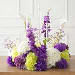Arche décorative florale violettes roses blanches extérieur intérieur décoration événement classique artificielle fixe
