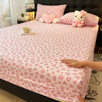 housse lit imprimée coeurs roses clairs moderne 100 polyester élastique single queen king