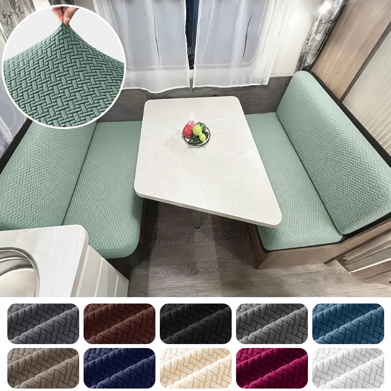 coussin banquette vert tissé motifs géométriques moderne housses extensibles polaire 100 polyestère
