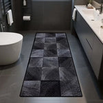 tapis moderne géométrique noir gris blanc salon entrée contemporain polyestère aubusson lavage machine