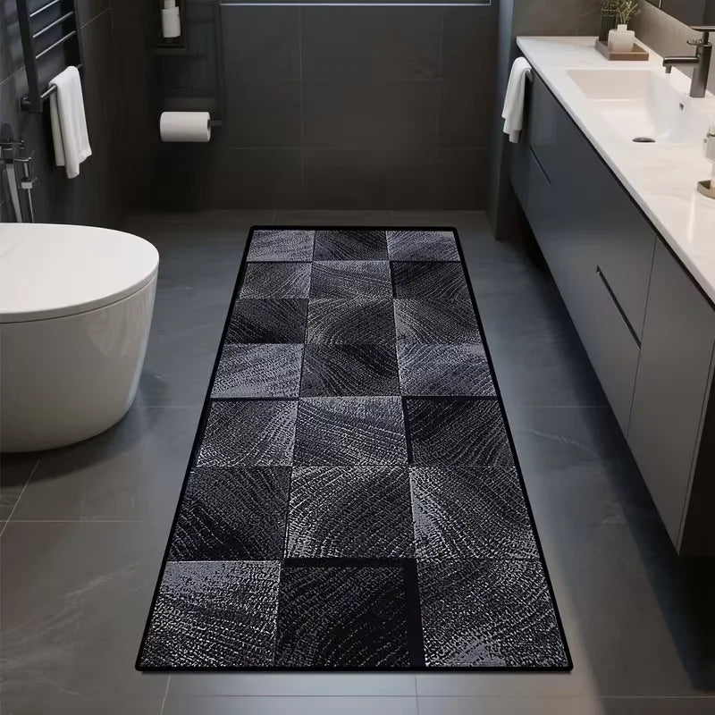 tapis moderne géométrique noir gris blanc salon entrée contemporain polyestère aubusson lavage machine