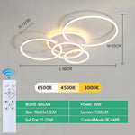 lampe moderne anneaux blanc or télécommande éclairage led minimaliste facile flux lumineux variable