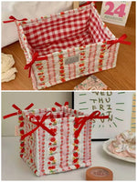 panier rangement tissu vichy animal fleuri blanc rose violet doux texturé