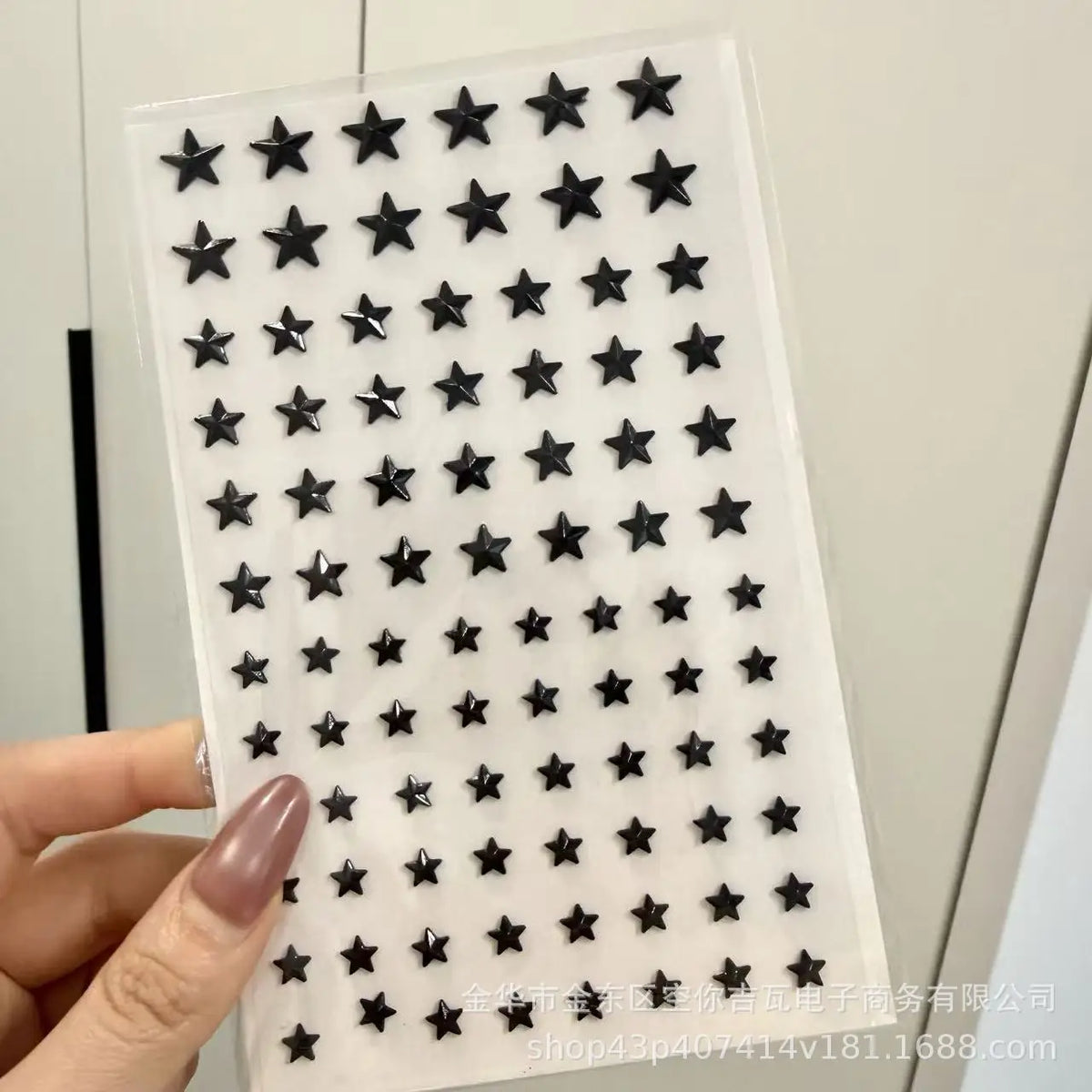 sticker 3d noir coeurs étoiles gouttes adhésif décoratif enfants ongles carnet visage
