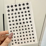 sticker 3d noir coeurs étoiles gouttes adhésif décoratif enfants ongles carnet visage