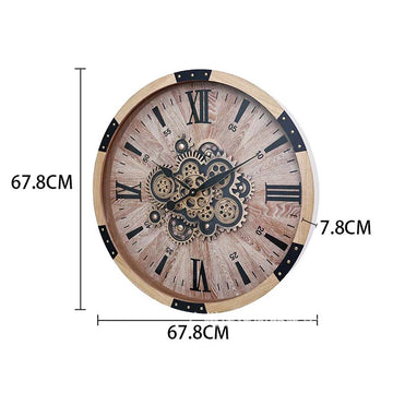 horloge murale bois naturel aiguille quartz rétro salon decoration