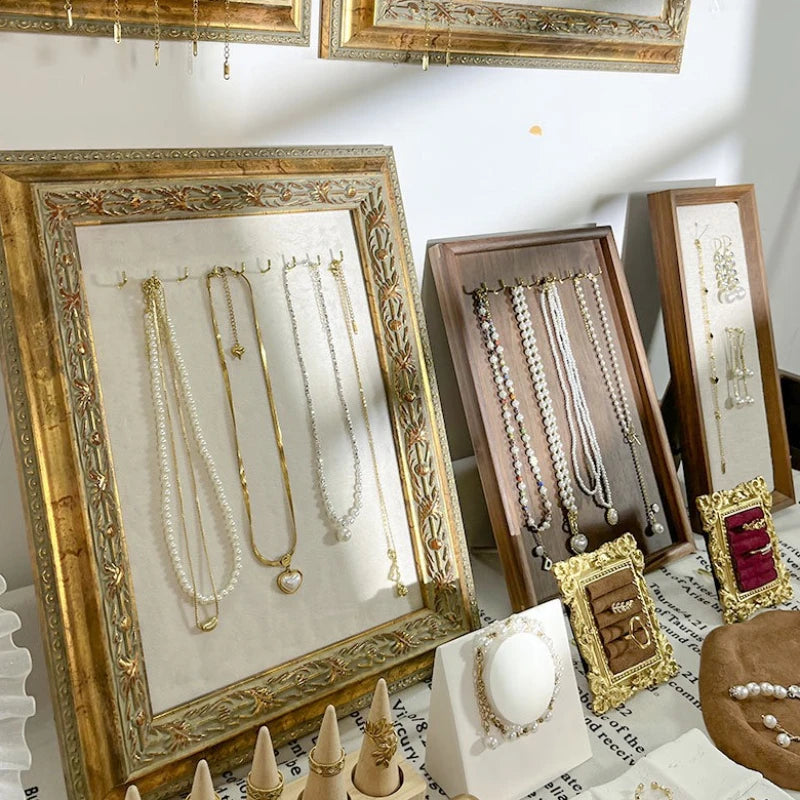 rangements bijoux bois or blanc vintage élégants clips anneaux bracelets boucles d'oreilles