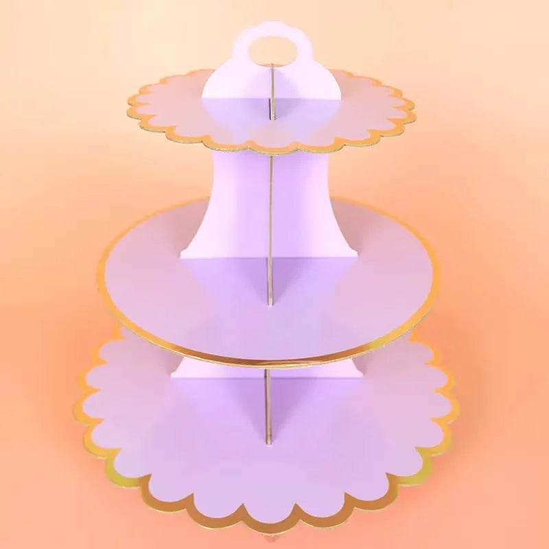 support cupcakes iridescent moderne rayures horizontales motifs floraux dorés anniversaire festive