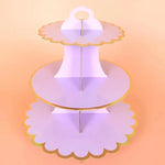 support cupcakes iridescent moderne rayures horizontales motifs floraux dorés anniversaire festive