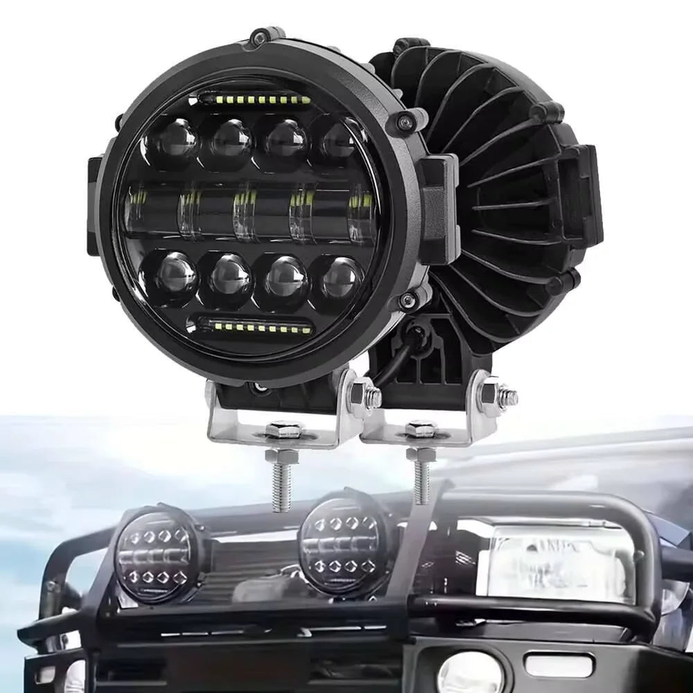 projecteur led phare noir ribbed moderne vis fixé 12v 24v antibrouillard éclairage routier haute