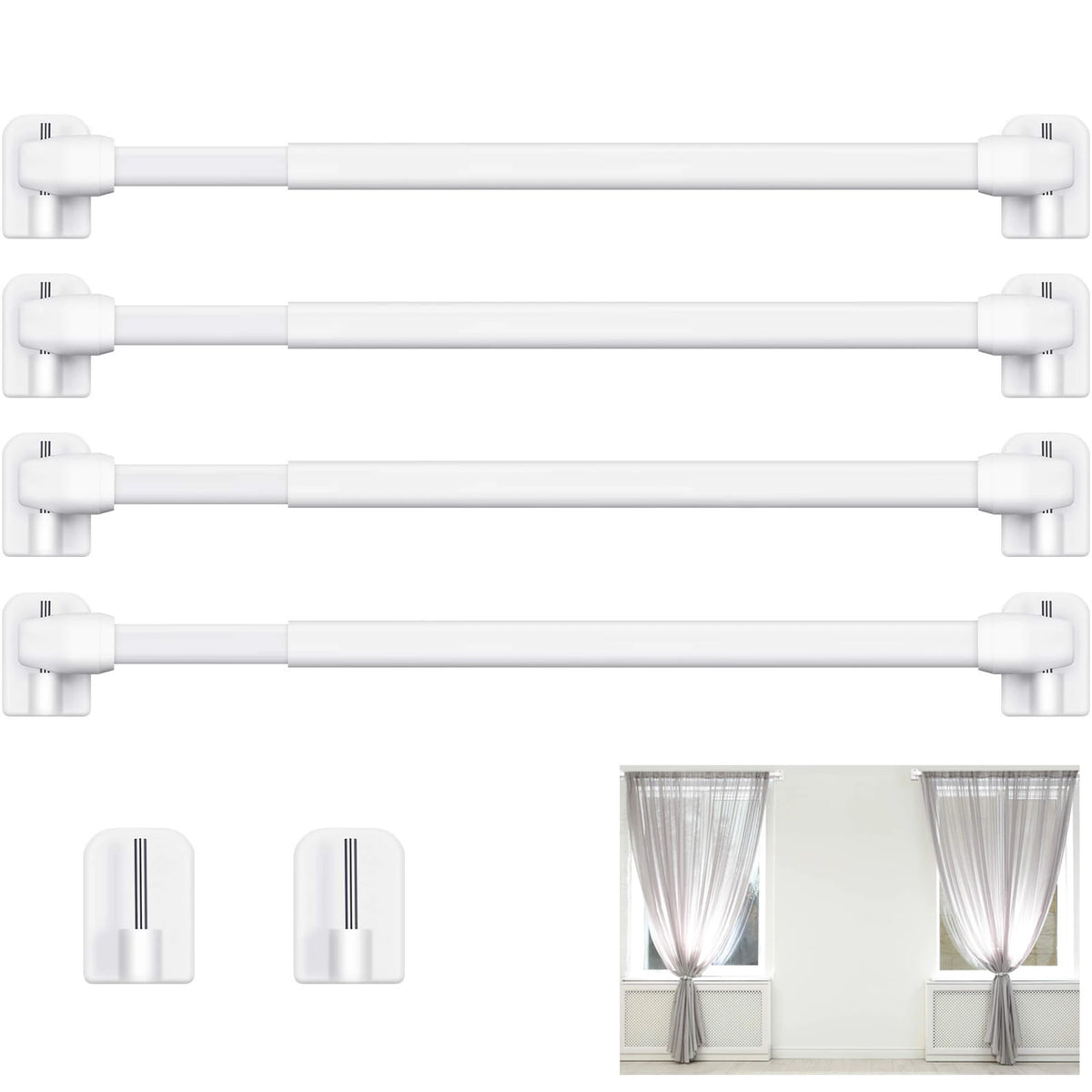 tringles rideau télescopiques blanc gris moderne sans perçage 10 supports adhésifs inclusversible minimaliste