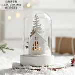 décoration noël miniature maison verre animaux sapin cadeaux lettres noel base plate