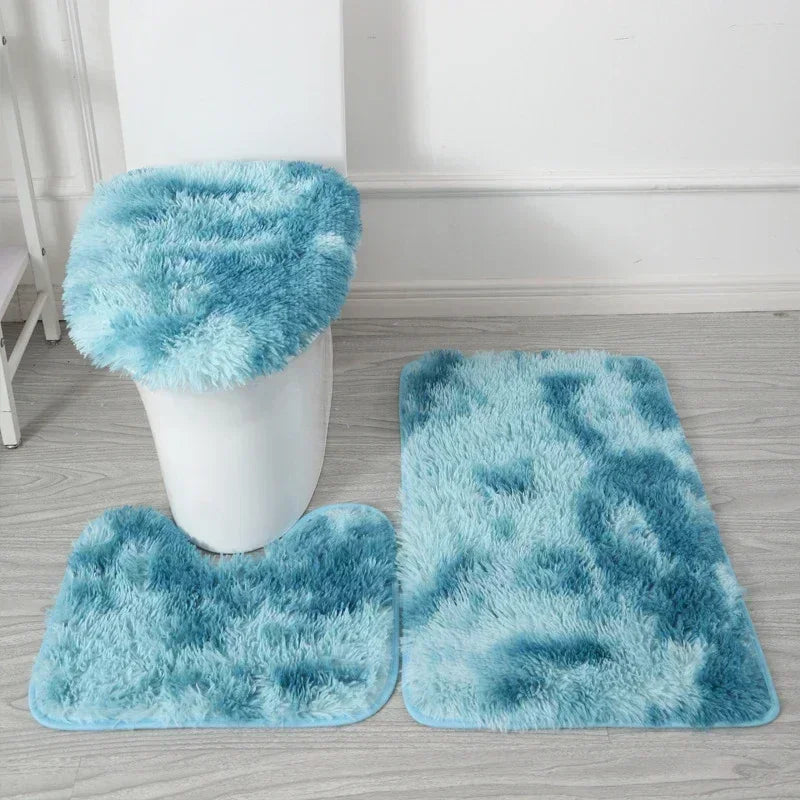 ensemble tapis salle bain pièces beige clair peluche douce antidérapant moderne absorbant